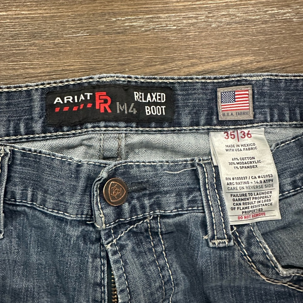 6 pair of Men’s M4 Ariat FR Blue Relaxed Boot Jeans